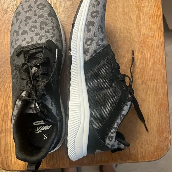Avia Black and Gray Leopard Print Sneakers - Picture 1 of 5